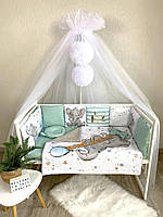 Комплект постельного белья в детскую кроватку Детское постельное белье натуральный хлопок Бортики-подушечки
