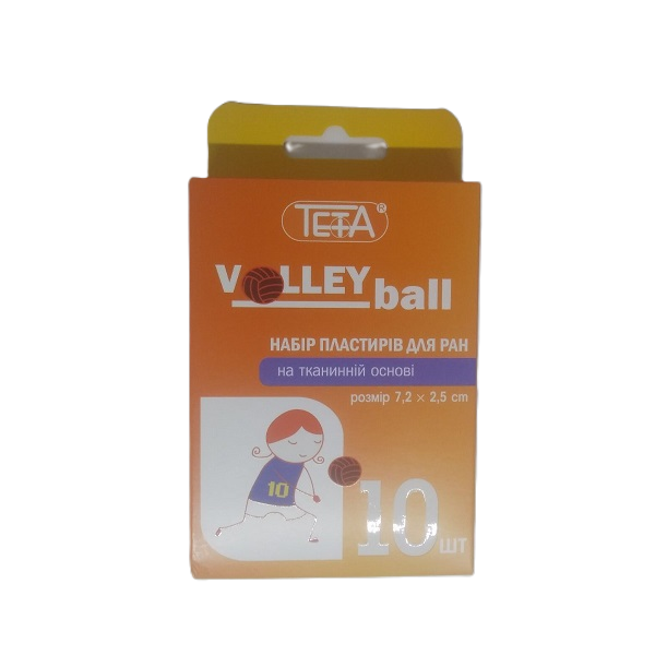 Набір пластирів для ран Volleyball на тканинній основі 7,2x2,5 см, 10 шт./пак, Teta®, Арт.46959