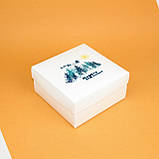 Коробка подарункова на Різдво 20*20*10 см Подарункова коробка на Новий рік з кришкою "Олені Санти", фото 2