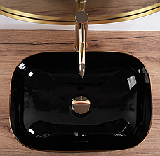 Умивальник (раковина) REA BELINDA BRUSHED GOLD BLACK накладний, фото 3
