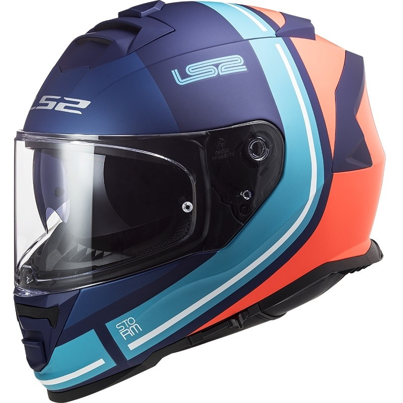 МОТОШОЛОМ ЗАКРИТИЙ LS2 FF800 STORM SLANT КОЛІР MATT BLUE FLUO ORANGE