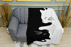 Плед «Коти» чорно-білий