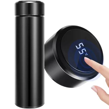 Розумний термос T-Bottle 919 500 мл з індикатором температури та ситечком, чорний