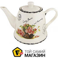Белый чайник заварочный 0.8 керамика Maestro Открытка-роза 0.8л (MR20050-08)
