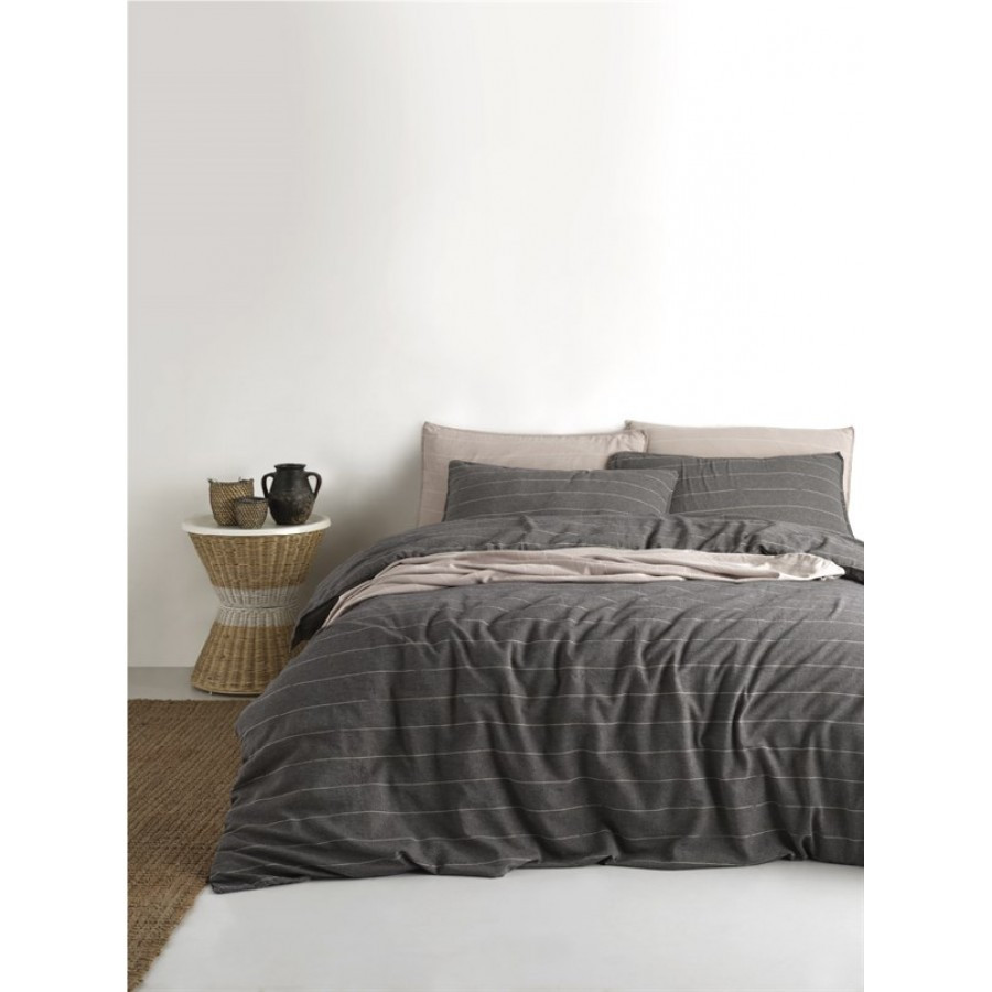 Постільна білизна Limasso Stonewashed Ranforse 200 х 220 см Aura Black, фото 1