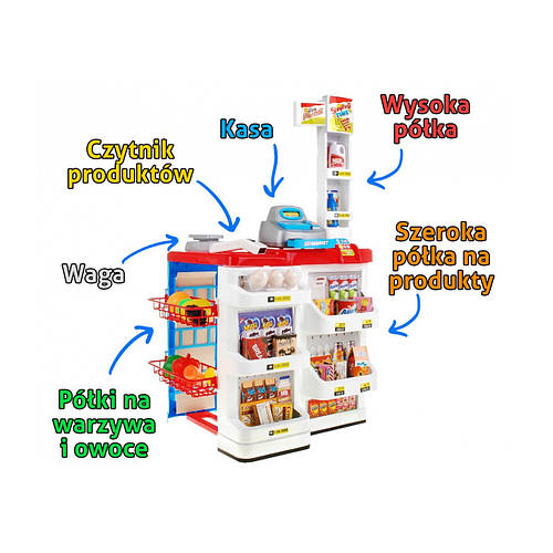Супермаркет для детей 3+ Red Fun в магазине 24 шт. Корзина + Товары ...