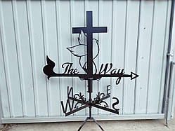 Флюгер Хрест та голуб з металу 2 мм, флюгер на дах