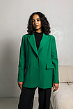 Стильний класичний подовжений піджак вільного крою 42-52 розміри різні кольори зелений, фото 6