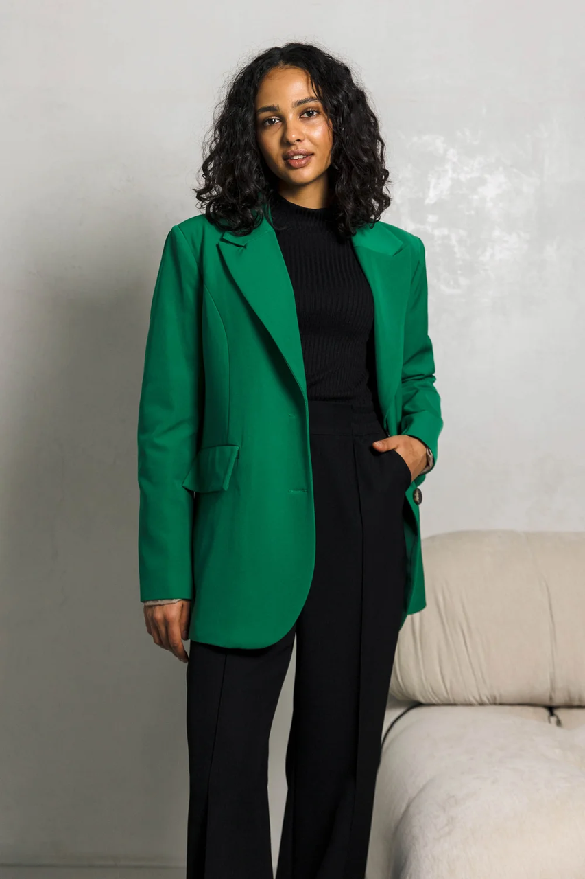 Стильний класичний подовжений піджак вільного крою 42-52 розміри різні кольори зелений