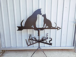 Флюгер Пес з котом металу 2 мм, флюгер на дах
