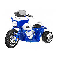 Детский мотоцикл-чоппер на аккумуляторе Синий + 3 колеса + Звуки + Светодиодные фонари
