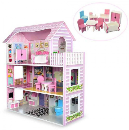 Ігровий дерев'яний ляльковий будиночок із меблями "Вілла Флоренція" Metr+ MD 1204, фото 1