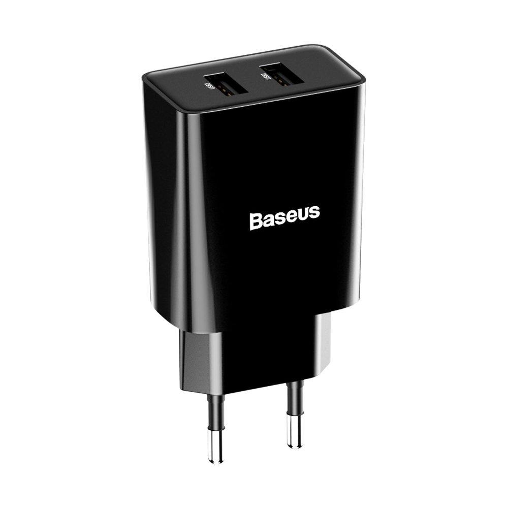 Зарядка 2x USB 10.5Вт 2.1А чорна Baseus CCFS-R01, фото 1