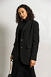Стильний класичний подовжений піджак вільного крою 42-52 розміри різні кольори чорний, фото 2