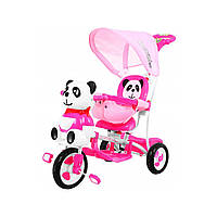 3-колесный детский велосипед Panda Pink + Звуки + Навес + Барьер + Подставка для ног + Ручка + Полозья + Место