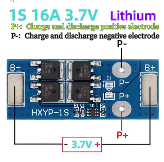 BMS 1S 16A захист літієвих акумуляторів 18650, фото 1