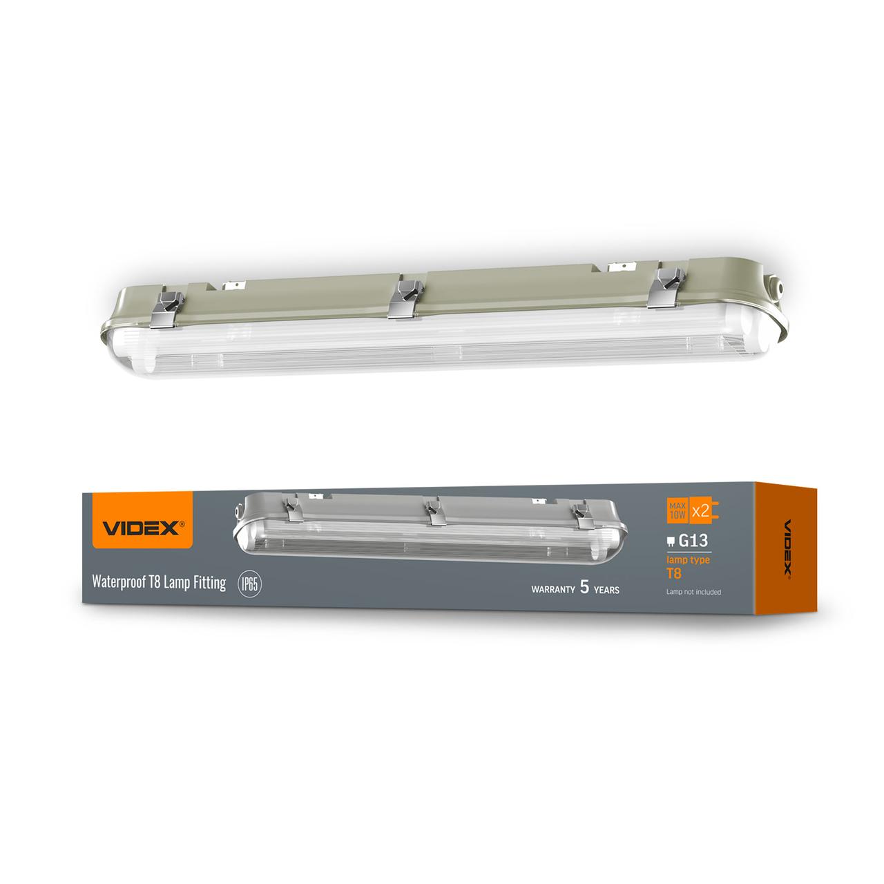 LED світильник IP65 лінійний під лампу 2хТ8 VIDEX 0,6М 220V