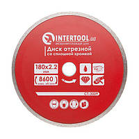 Диск отрезной алмазный по плитке, со сплошной кромкой, 180 мм, 22-24% INTERTOOL CT-3009