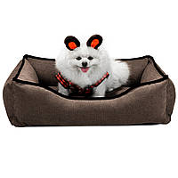 Лежак для собак и котов EGO Bosyak Жаккард S 65x55 Коричневый (лежанка для кошек и собак 4-6 кг)