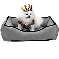 Лежак ліжко для собак та котів EGO Bosyak Жакард S 65x55 Сірий (лежанка для котиків та собак 4-6 кг)