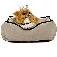 Лежак ліжко для собак та котів EGO Bosyak Жакард XS 50x45 Бежевий (лежанка для котиків та собак до 4 кг)