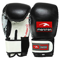 Кожаные боксерские перчатки на липучке + сумка MARATON DMAX MRT-C4 (размеры 10-14 унций)