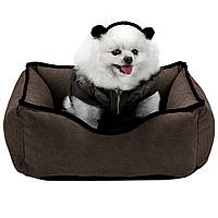 Лежак ліжко для собак та котів EGO Bosyak Жакард XS 50x45 Коричневий (лежанка для котиків та собак до 4 кг)