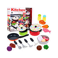 Красочный кухонный набор для детей 3+ Кастрюли + Игрушечная еда + Кухонные аксессуары 22 шт.