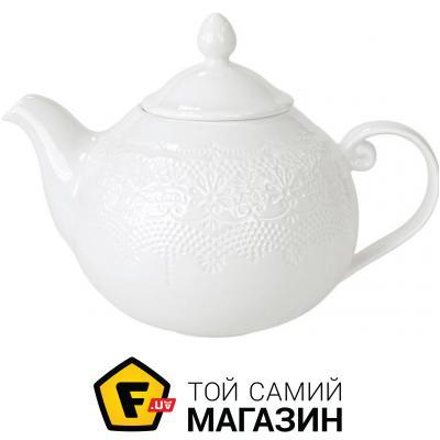 Білий чайник заварювальний 1 порцеляна Krauff Чайник заварювальний Irish Lacy Collection 1 л