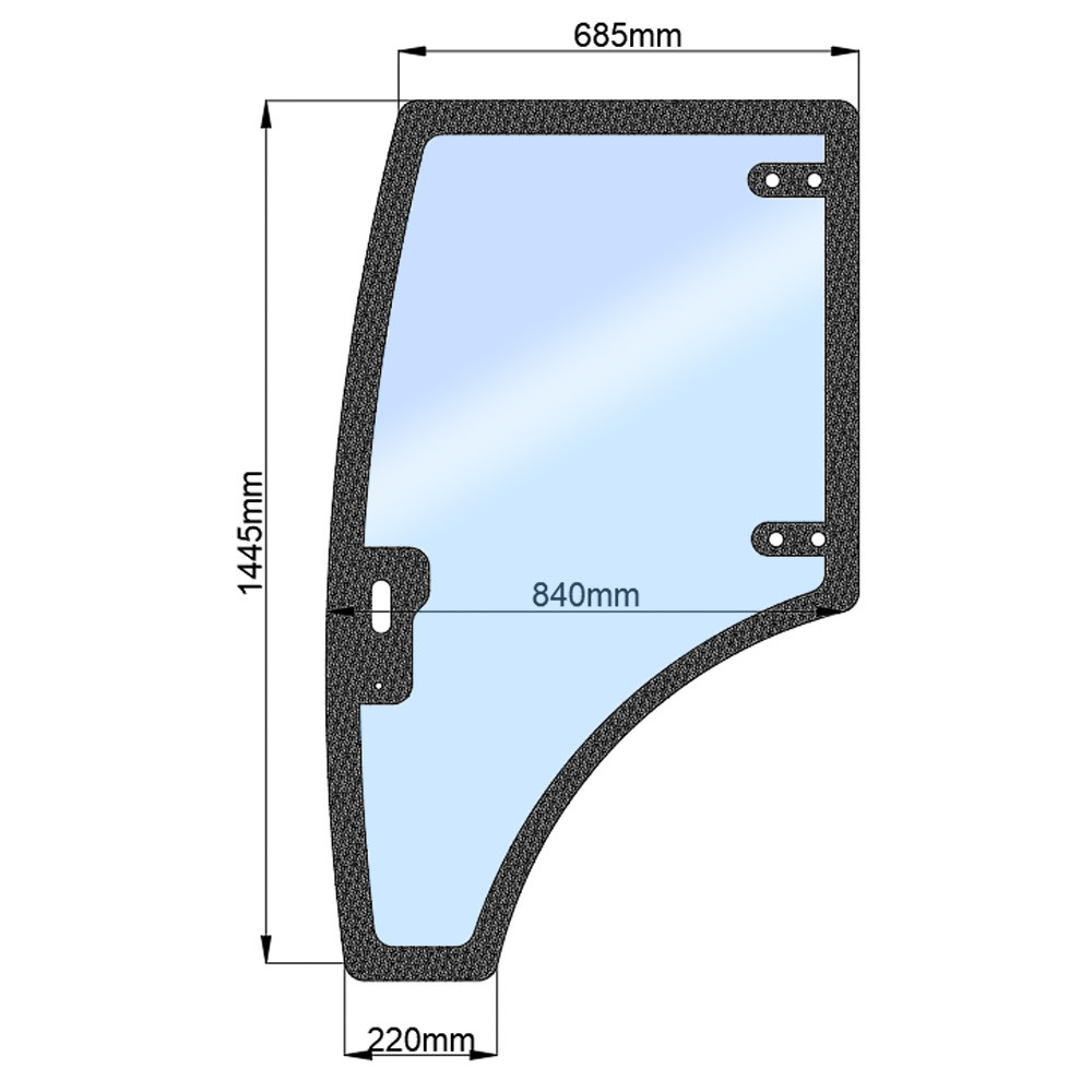Стекло двері ліве ДТЗ 5504К h=1445, L=685×840×220, фото 1