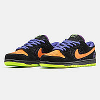 Кроссовки зимние Nike SB Dunk Low Black Orange мужские черные с мехом кожаные теплые низкие