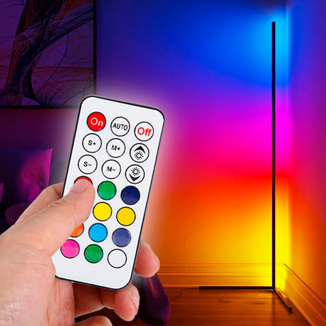 Кутовий підлоговий світлодіодний торшер LED RGB | Лампа з пультом керування 140см
