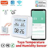 Умный Wi-Fi датчик температуры и влажности воздуха с подсветкой, wifi термометр, гигрометр Tuya SmartLife