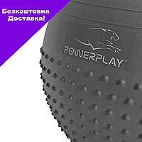 Мяч для фитнеса (фитбол) полумассажный PowerPlay 4003 Ø65 cm Gymball Серый + насос