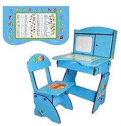 Дитяча регульована парта W 073 з мольбертом і стільчиком Bambi (Metr+)