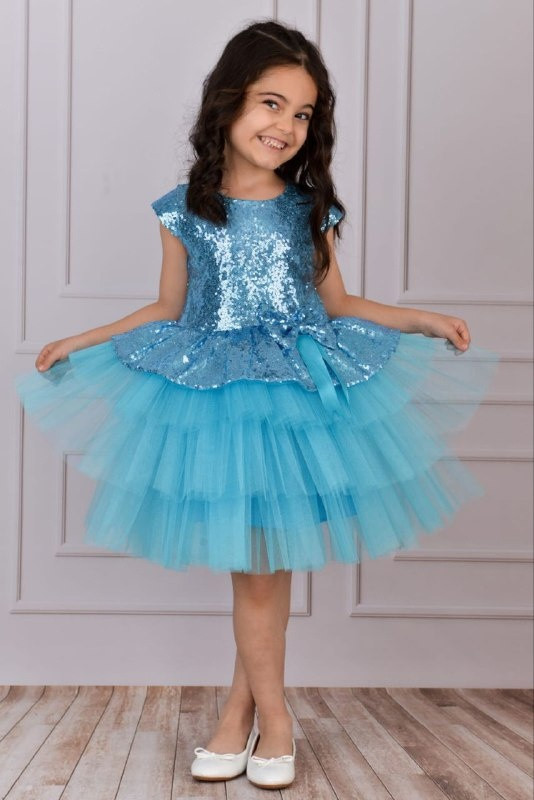 Святкова бірюзова пишна сукня для дівчинки на 5-8 років. різні кольори