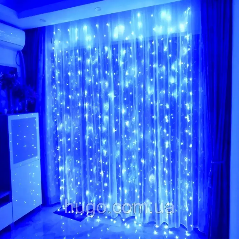 Гирлянда на окно 2х2 м, "Штора", 156 LED, Синяя / Уличная гирлянда ...