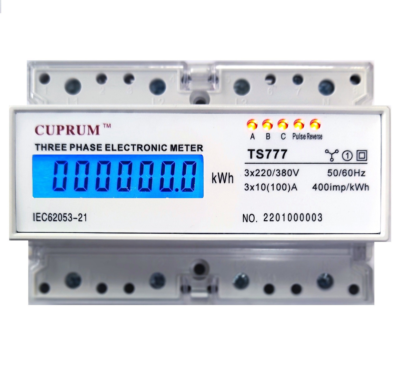 Трехфазный электросчетчик CUPRUM TS777 100А на дин рейку 3X230V 400V ...