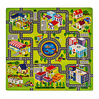Коврик напольный "Карта города" с 9 пазлами для детей 10м+ пена ЭВА + красочный принт