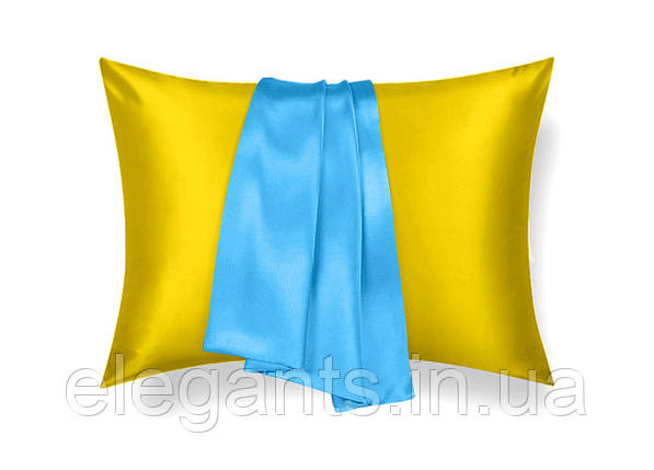 Комплект шовкових наволочок Україна, жовта та блакитна, 2 шт., фото 2