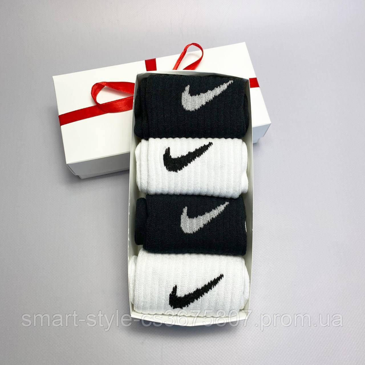 Набор мужских высоких носков Nike 41-45 на 4 пары, Подарочные мужские носки - фото 6 - id-p2019330400
