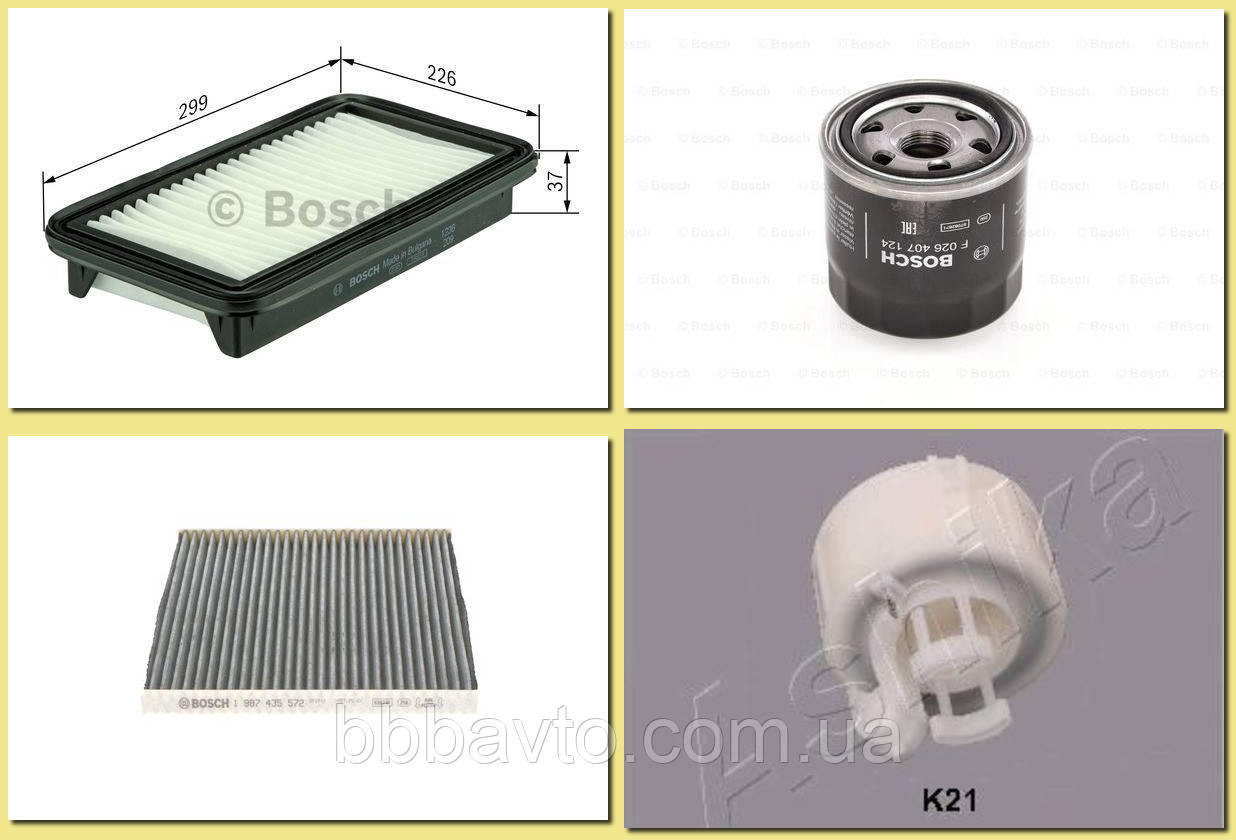 Набір для ТО двигуна HYUNDAI SANTA FE 2.4 л, 188 л.с., бензин (Фільтра BOSCH 4 шт  ), фото 1