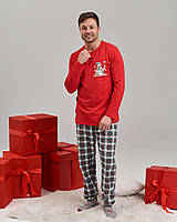 Мужская домашняя одежда - 93375-ни - Новогодняя мужская пижама со штанами в клетку