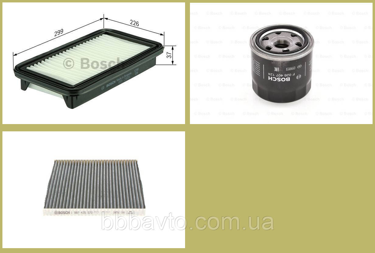 Набір для ТО двигуна HYUNDAI SANTA FE 2.4 л, 188 л.с., бензин (Фільтра BOSCH 3 шт  ), фото 1