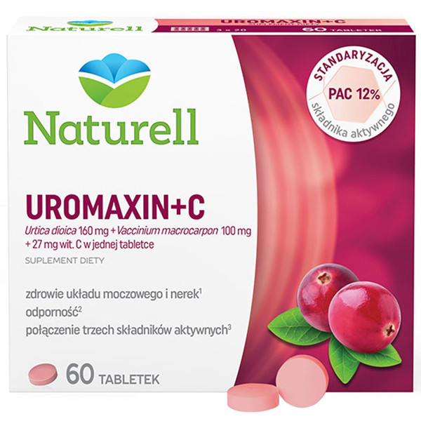 Naturell Uromaxin + C екстракти журавлини та кропиви + вітамін С, 60 таблеток. До 10/2026