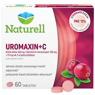 Naturell Uromaxin + C екстракти журавлини та кропиви + вітамін С,  60 таблеток. До 10/2026