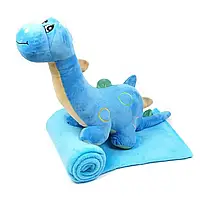 Плед-подушка, игрушка 3в1 Динозаврик, 80 см, синий,PR
