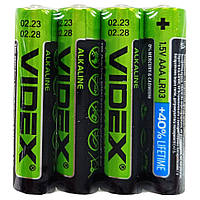 Батарейка лужна Videx Alkaline Videx LR3 AAAx4, LR03/AAA блістер 4 штуки мініпальчики блістер від IMDI