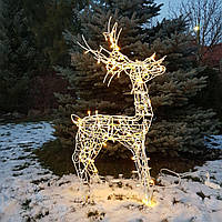 Олень новогодний декоративный 120 см LED гирлянда 100 лампочек