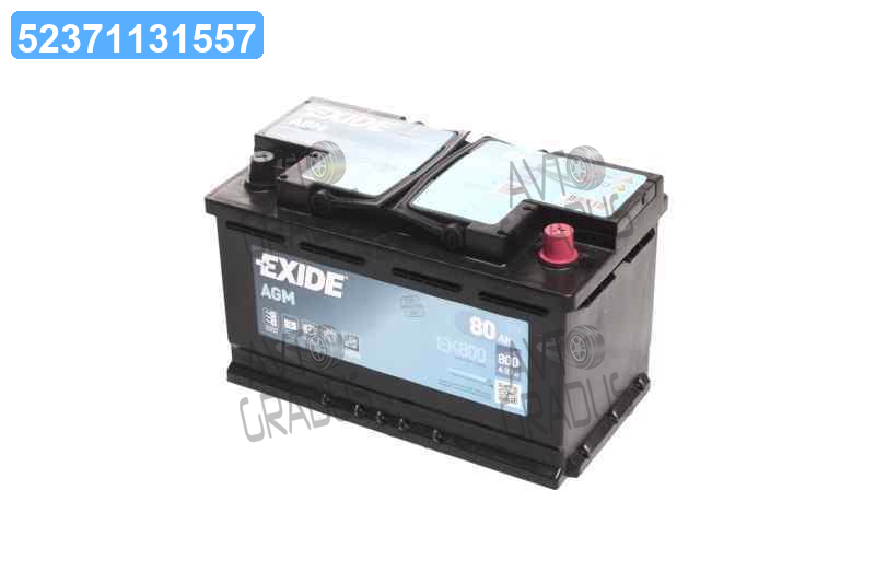 Аккумулятор 80Ah-12v Exide AGM (315х175х190), R, EN800, EK800 (ID